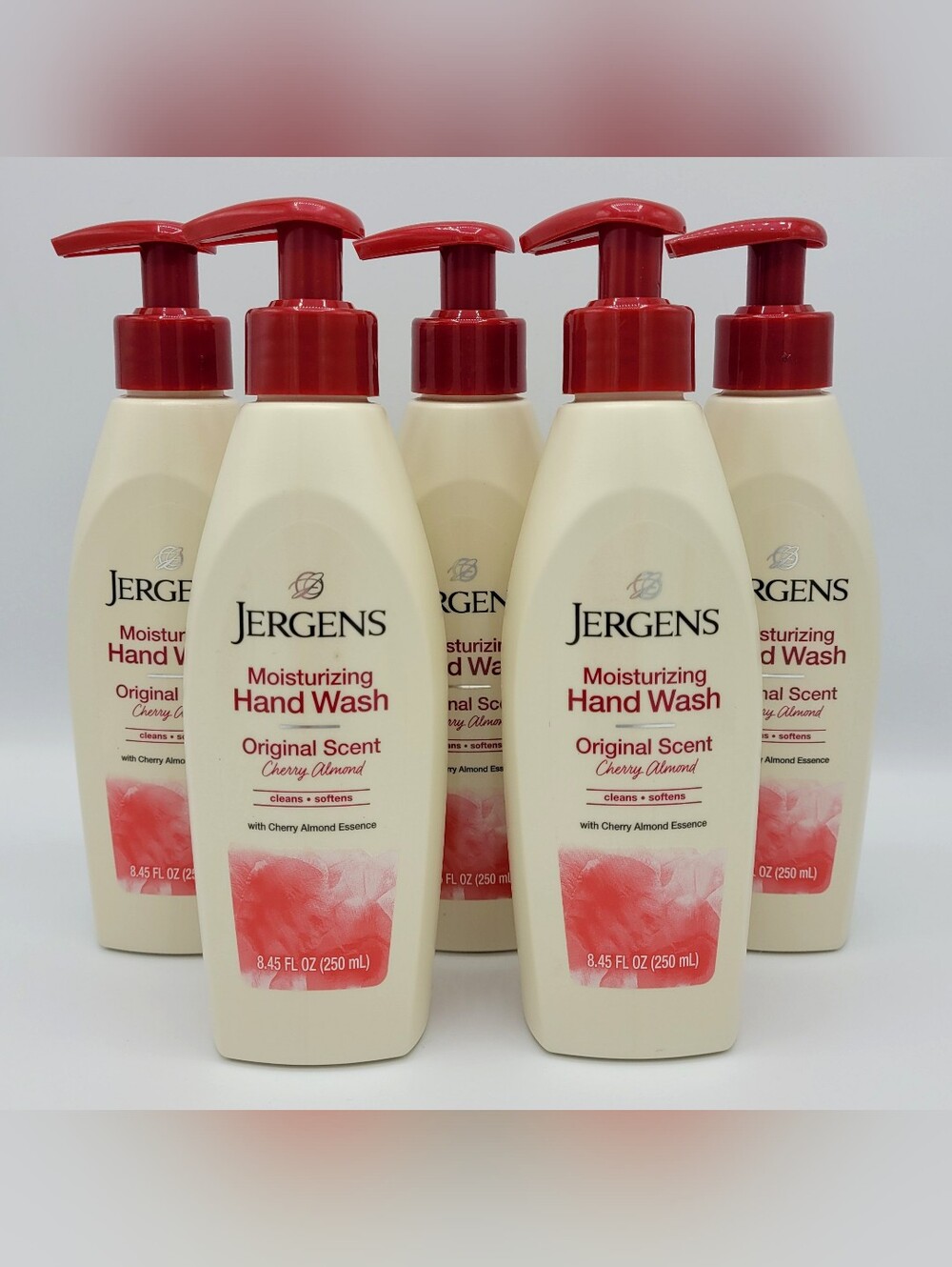 Jergens Hand Wash Cherry Almond Original Scent Liquid Soap 8.45 oz (5 Pack)